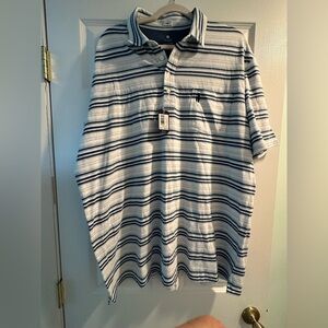 johnnie-O Navy and White Striped Polo Shirt